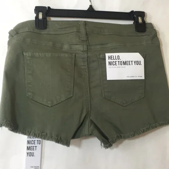 Celebrity Pink Jean Shorts Cut Off Frayed Green - Picture 7 of 8